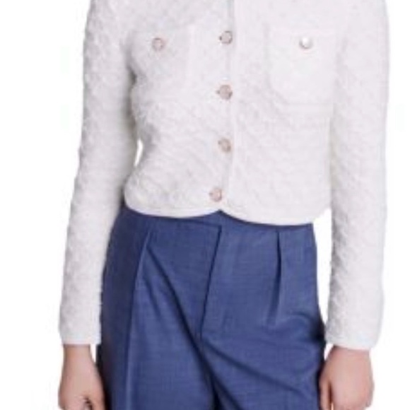 Maje White Quilted Blazer